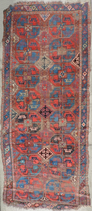 Animal Gul Carpet.  Possibly early 19th century (or before).  Rare and collection worthy, this rug has the supple, floppy handle of an old tribal piece. Although it has the depressed  ...