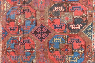 Animal Gul Carpet.  Possibly early 19th century (or before).  Rare and collection worthy, this rug has the supple, floppy handle of an old tribal piece. Although it has the depressed  ...