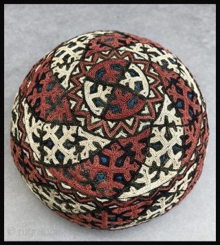 Turkmen child's embroidered cap with a yurt-like form.  I've always been captivated by the remarkable similarity of the shape of some Turkmen embroidered caps to the shape of the yurts the  ...