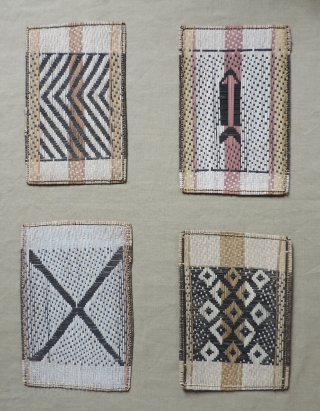 Mbole Losa mats, (small clan emblems) Congo, Zaire, 20th century. Four pieces approx. 14 x 20 inches each.               