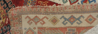 What a border! Early Shahsevan rug almost certainly before 1850.  The images of the back of the rug are not as focused as I had wanted.  Even so, they do  ...