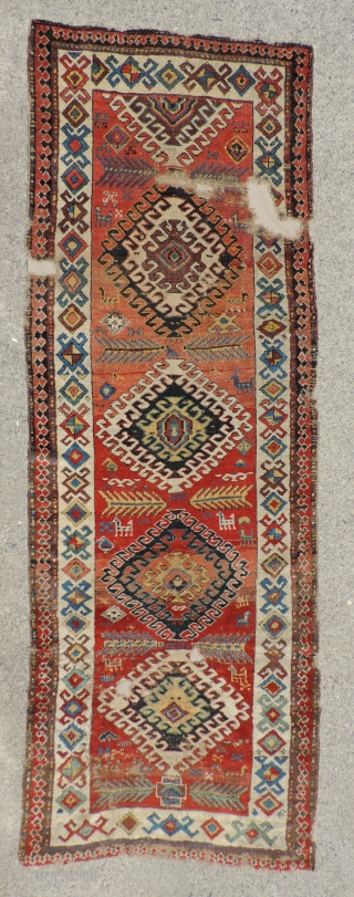 What a border! Early Shahsevan rug almost certainly before 1850.  The images of the back of the rug are not as focused as I had wanted.  Even so, they do  ...