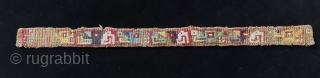 Pre-Columbian Pile Strip with alternating Feline and Raptor Profile Heads as decoration.
Peru, Wari Culture. 500 – 800 A.D.  The two most potent animal spirits for the Andean people decorate this hard  ...