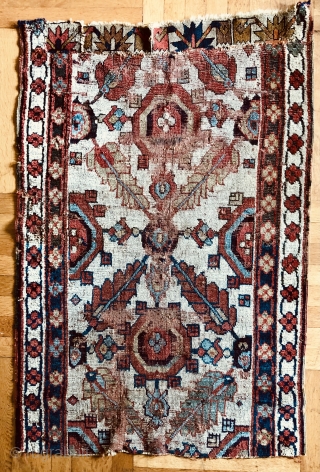 White field rug fragment.  Good colors - 19th century.    32 x 48 inches                