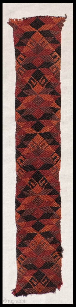 The colors of this sophisticated Pre-Columbian braided textile from Northern Chile are remarkable. Textiles of this type are exceedingly rare outside of Chilean Museums (see other examples inside). This fragment is from  ...