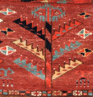 Yomud Turkmen Engsi.  19th century.  Good dyes and  pile throughout. White marker knots along the axis of the rug.   Size: 70 x 51 inches.     ...