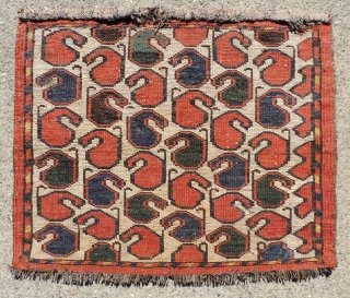 Unusual Central Asian Boteh designed bag face.  Excellent condition.  Probably some type of Uzbek. 19th century. Size: 17 x 20 inches. very reasonable.        