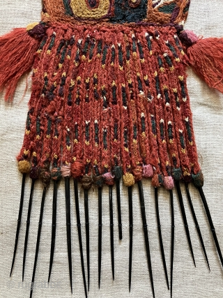 Rare and primitive Pre-Columbian textile pendants. Researching the literature has yielded less than seven of this kind of textile and each example is unique as regards iconographic content.  They are indeed  ...