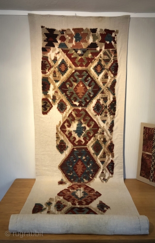 Early Anatolian kilim. This kilim is definitely an 18th century example if not earlier.  Certain colors and weave characteristics indicate this.  The images do not really capture the true colors.  ...