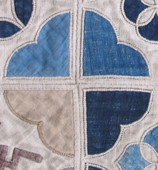 This tranquil old Maio textile has a timeless, graceful quality about it with a latticework design reminiscent of stained glass. Probably a bed cover, it measures 50 x 62 inches including the  ...