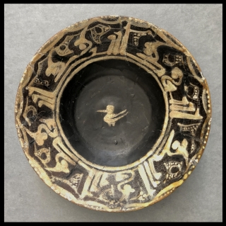 Islamic calligraphy.  Nishapur bowl, 10th century.  Nastiliq calligraphic work on paper.  Sassanian Glass bottle 5th century.

Nishapur Ceramic bowl. North East Iran, 10th century. Size: 8 x 2.5 inches (20.5cm  ...