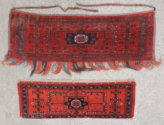 Spectacular, large, near mint condition 19th century Middle Amu Daria Turkmen wedding trapping. Size: 71 x 23 inches - 180 x 59 cm.  The design type features a large central medallion  ...