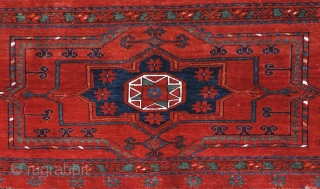 Spectacular, large, near mint condition 19th century Middle Amu Daria Turkmen wedding trapping. Size: 71 x 23 inches - 180 x 59 cm.  The design type features a large central medallion  ...