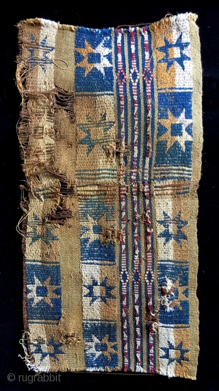 Two classic Incan period complimentary warp woven textile fragments - parts of two different men's tunics. 15th century. Featuring eight pointed stars and interesting transposed warp patterning and discontinuous warps.  Size:  ...