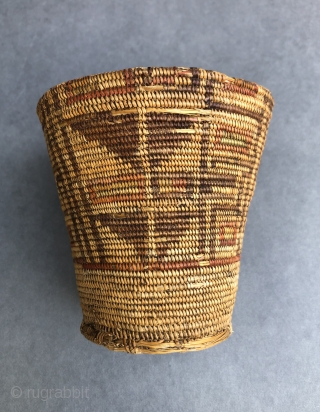 Native American polychrome basket from the Altiplano region of South America.  A.D. 500- 800.  Sometimes recovered from high altitude, dry caves these rare baskets share certain characteristics with Native American  ...