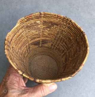 Native American polychrome basket from the Altiplano region of South America.  A.D. 500- 800.  Sometimes recovered from high altitude, dry caves these rare baskets share certain characteristics with Native American  ...