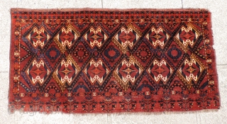 Absolutely enormous Turkmen trapping or storage bag of monumental scale. This piece is old with great colors. See the image that compares it to a standard sized juval of the same group.  ...