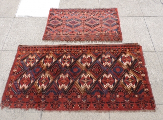 Absolutely enormous Turkmen trapping or storage bag of monumental scale. This piece is old with great colors. See the image that compares it to a standard sized juval of the same group.  ...