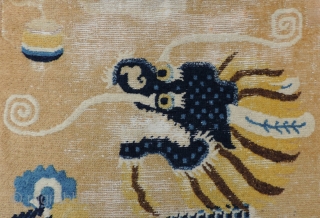 Early Chinese Pillar Carpet, possibly circa 1700.   This is something special!  A really beautiful, early piece with silky, downy wool, soft and subtle colors that have altered little over  ...