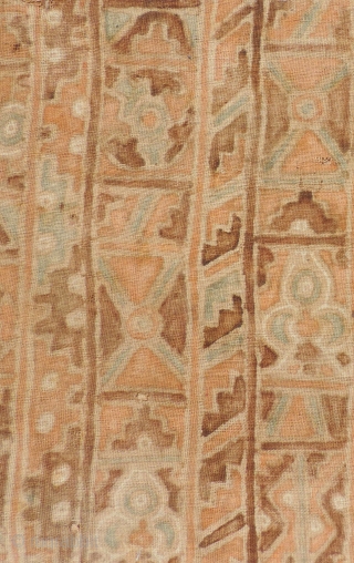 Pre-Columbian painted textile with bird, fish and geometric motifs. Subtle color palette and interesting Eschar-like composition. 21 x 20 inches. Painted on a handspun cotton ground cloth, conserved and mounted to a  ...