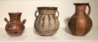 Three ancient ceramic vessels from the Altiplano region of the South Central Andes, Lake Titicaca Basin. A.D. 600 - 1100.  Little is known about ceramics from this period and region.   ...