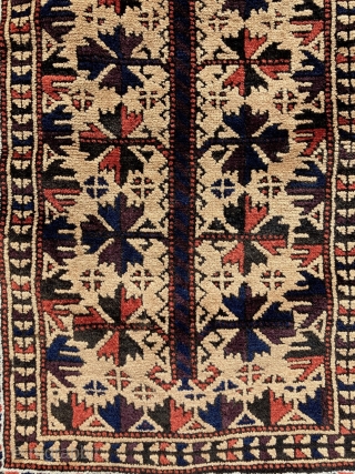 19th century Baluch Balisth.  Complete with back. This piece is better than it looks here. The design is well done and the pile is full and soft.  This is a  ...