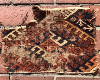 Stems and seeds... Four good old Turkmen carpet fragments that haven't seen the light of day for more than 40 years.  Eagle group, Tekke and Ersari main carpet fragments plus a  ...