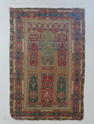 Exceedingly rare four volume set of Oriental Carpets - Vienna - 1892.  From the famous "first carpet exhibition" in Veinna.  Lots of hand tinted colorful plates.  Large scale at  ...