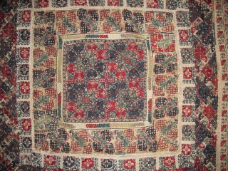 Greek Embroidery, probably Attica or Lesvos, circa 1800? Ottoman style, many colors of silk floss and limited use of silver metallic. 89x89cm           