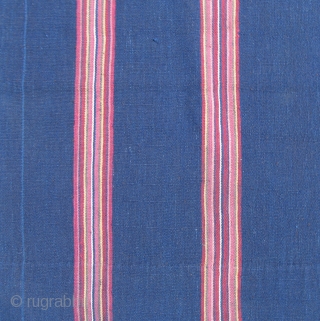 Aymara Poncho, first half of the 19th century, Altiplano, Bolivia,  Challa region.  Warp-faced plain weave. Deep indigo field with six bands of stripes.  Minimal, rustic and timeless beauty.   ...