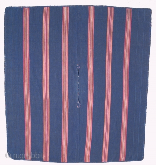 Aymara Poncho, first half of the 19th century, Altiplano, Bolivia,  Challa region.  Warp-faced plain weave. Deep indigo field with six bands of stripes.  Minimal, rustic and timeless beauty.   ...
