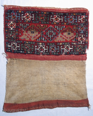 Turkish Turkmen Torba-sized Bag.  19th century.  Seen one of these before?  27x 16 inches, 27 x 33 opened out           