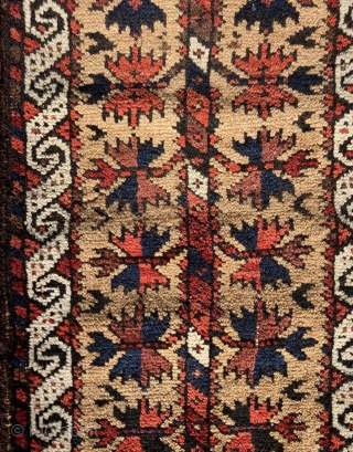 Unusual small Baluch Balisth.  12 x 30 inches. All original. Opens on one side - not the end as is usual. Full pile. All dyes natural. A unique little piece with  ...
