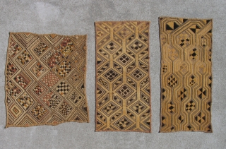 Three Kuba Raffia Man's Status Cloths, early 20th century,  Excellent examples, more to choose from.                 