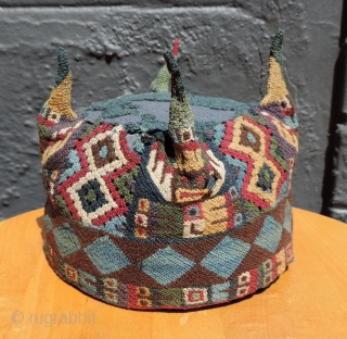 Impeachment hearing special!  Way rarer than Trump telling the truth. 
Highly unusual Andean four-cornered hat. a.d. 500 - 900. This hat is made with open-work panels on four sides. At first  ...