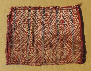 Pre-Columbian 'Chuspa' - Bag for holding coca leaves.  Northern Chile - A.D. 1100 - 1470. Alpaca fiber complementary warp faced weave.  Size: 8 x 10 inches.  Images shot in  ...