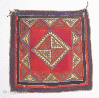 Khirgiz Applique Square.  Old colors.  Wool, cotton. metal thread. As is.                    