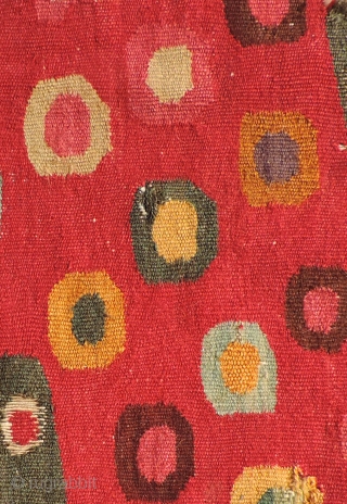 Spectacularly colored Incan tapestry tunic fragment unlike anything published. The circular spots likely represent the pelt markings of the jaguar. Jaguars can weigh of up to 350 pounds and are the largest  ...