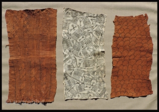 Three very interesting Pygmy bark cloth drawings.  These beaten barkcloth drawings were made by the Mbuti people of the Congo region of Africa.  The Mbuti are among the oldest indigenous  ...