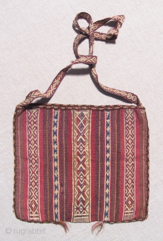 19th Century Aymara Coca Bag.  Very nicely woven and in excellent condition  Rare style.  Jewel-like.               
