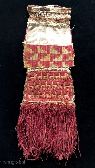 Collection of rare Incan bags.  A.D. 1400 - 1532.  Tapestry woven, mixed technique and warp-faced weavings.               