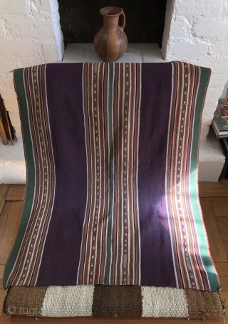 Fine Aymara woman's shoulder cloth. Lake Titicaca region 19th century. Textiles like this are the most finely woven of Aymara textiles.  They often have red wefts concealed within the warp-faced weave  ...