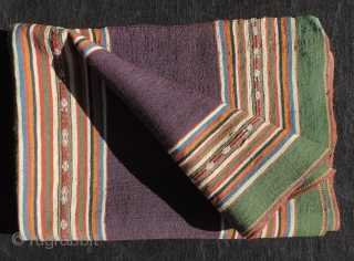 Fine Aymara woman's shoulder cloth. Lake Titicaca region 19th century. Textiles like this are the most finely woven of Aymara textiles.  They often have red wefts concealed within the warp-faced weave  ...