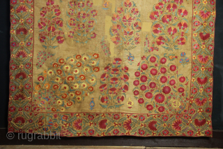 Antique Nurata suzani circa 1840, professionally conserved, 170 x 236cm / 5'7" x 7'4"