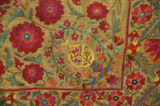 Antique Nurata suzani circa 1840, professionally conserved, 170 x 236cm / 5'7" x 7'4"