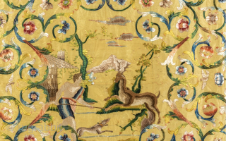 18th century Italian embroidery, silk on silk. 240 x 285cm
See it at LARTA Fair, 21-26 January, upstairs at Battersea Evolution
email jamescohen50@hotmail.com for free ticket (after opening day)      