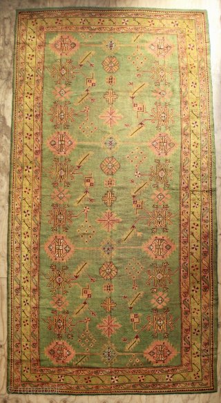 Beautiful antique Oushak kelleh, 7'3" x 14'8" / 221 x 448cm                      