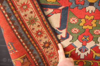 Late 19th century Caucasian Chelaberd Kazak, or Eagle Kazak. 4'8" x 6'4"/ 143 x 193cm
Very nice colour.
email: jamescohen50@hotmail.com
whatsapp: +44 7747 610 248           