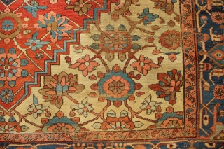 Lovely old Bakshiash carpet, wonderful design and colours. Worn. 300 x 327cm / 9'10" x 10'9"                 