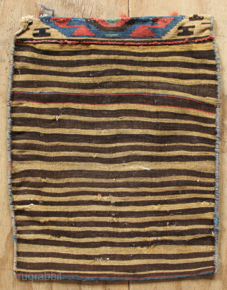 Early pair of Caucasian flatweave saddlebags with beautiful natural dyes. Each approximately 1'5" x 1'10" / 44 x 56cm              
